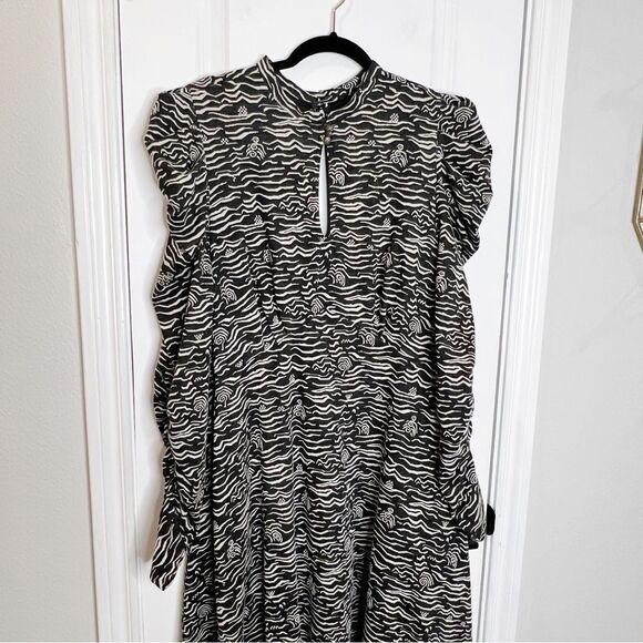 Anthropologie Puff-Sleeved Jacquard Midi Dress Size XL - Picture 6 of 12